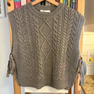 OAK + FORT Gray Cable Knit Sweater Vest